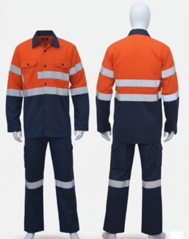 RS0JP001 – Dual-Color Cotton Jacket & Pant Set for Industrial Safety & Construction Work