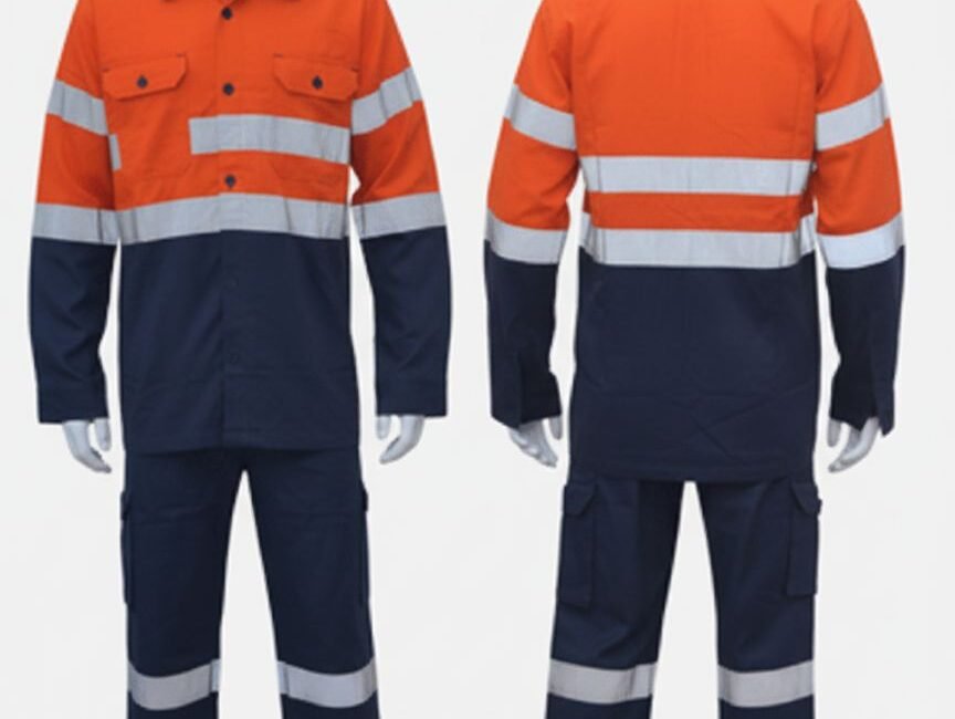 RS0JP001 – Dual-Color Cotton Jacket & Pant Set for Industrial Safety & Construction Work