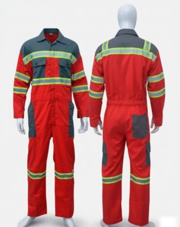 RS0C004 – Dual-Tone Reflective Cotton Coverall for Automotive & Industrial Work