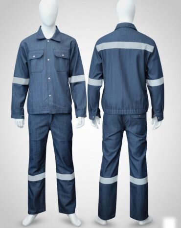 RS0D0221 – Heavy-Duty Denim Jacket & Pant Set for Industrial and Oilfield Safety Work