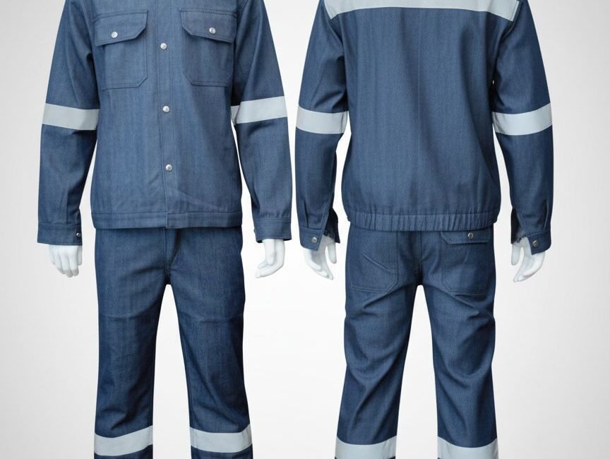 RS0D0221 – Heavy-Duty Denim Jacket & Pant Set for Industrial and Oilfield Safety Work
