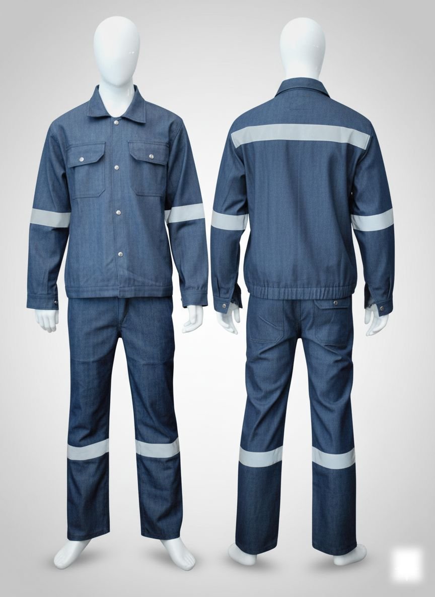 RS0D0221 – Heavy-Duty Denim Jacket & Pant Set for Industrial and Oilfield Safety Work