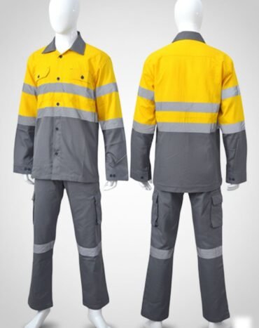 RS0JP002 – Heavy-Duty Dual-Color Cotton Jacket & Pant Set for Industrial & Construction Work