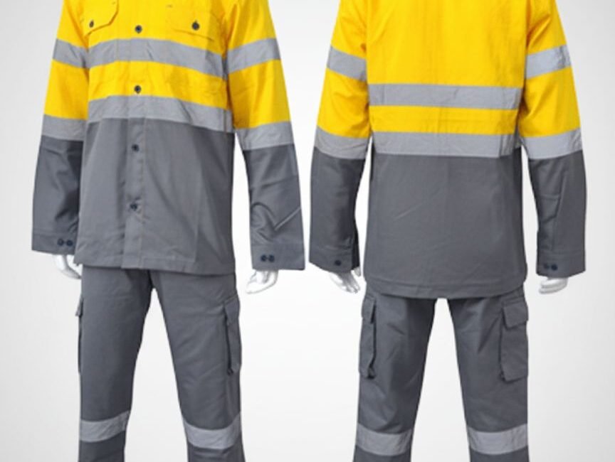 RS0JP002 – Heavy-Duty Dual-Color Cotton Jacket & Pant Set for Industrial & Construction Work